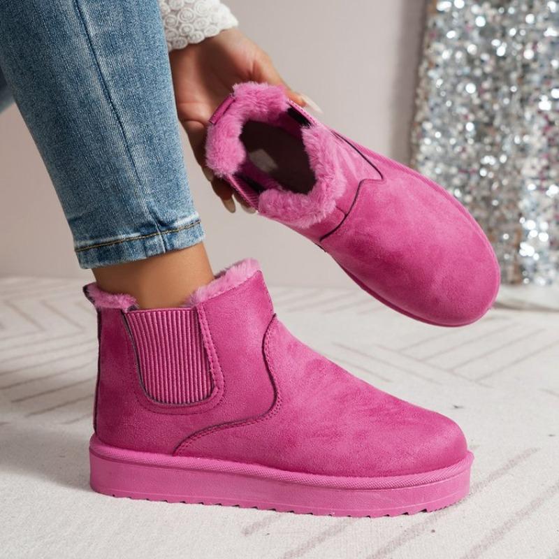 Fashion Winter Women Snow Boots Flats Platform Ladies Shoes Thickened Fluff Luxury Ankle Boots Women Short Plush Warm Casual Shoes Women