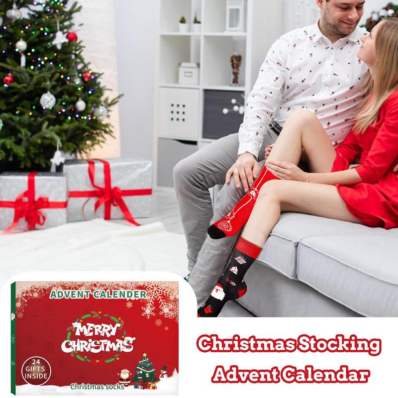 2025 Christmas Socks Advent Calendar kit 24 Days Of Cotton Socks Different Pattern For Adults Advent Box holiday Gift