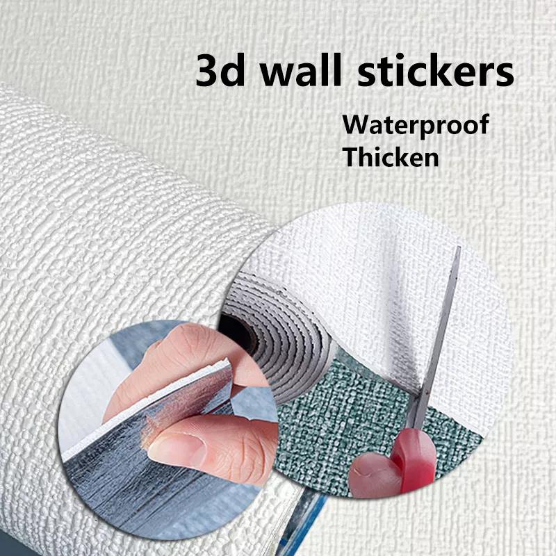 3D DIY lněná pěna Vodotěsná samolepicí samolepka na zeď DIY Home Obývací pokoj Dekor pozadí Tapeta Samolepky na zeď