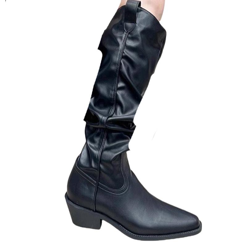 Fashion High Boots for Women Suede Pointed Toe Designer Shoes Mid Heels Fashion Pumps 2025 Winter New Chelsea Boots Femme Zapatillas