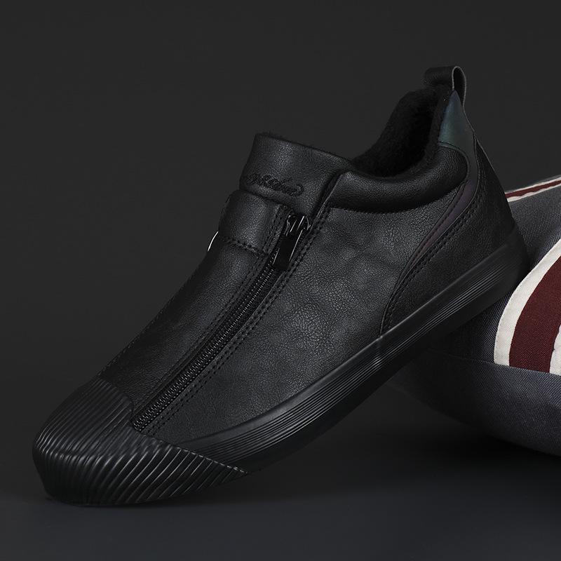 

2025 Осінні Чоловічі Модні Шкіряні Кежуал Кеди на Подвійній Блискавці 41