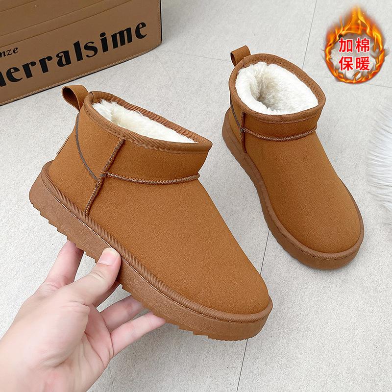 Nieuwe sneeuwlaarzen dames 2025 winter nieuwe fluwelen verdikte warme korte laarzen internetberoemdheid anti-water katoenen schoenen