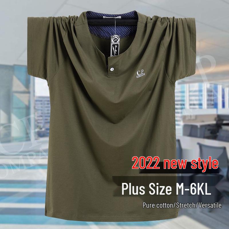 2024 Plus Size Men's V-Neck Sport T-Shirt, Casual Short Sleeve, Youth Extra Large, Half Sleeve, Fat Man Outfit 8335