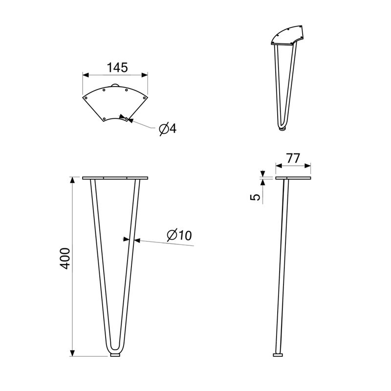 HAIRPIN Double Rod Leg 40 BLACK