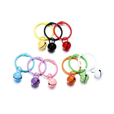 5pcs Colorful Christmas Bells With Keyring Jingle Bells With Ring Party Decoration Pendants For DIY Crafts Handmade Accessories