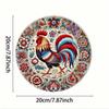 Vintage Metalen Rond Kip Bloemen Muurkunst Bord Decoratie