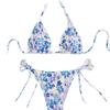 Floral Triangle Cup Three-Piece Swimsuit - Sexy Tie-Up Bikini Set In Stock