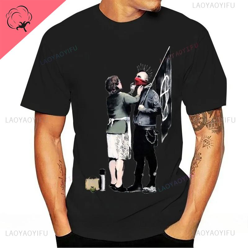 Banksy Mom Anarchist Street Art Tshirt Street Art Marca De Moda Casual Cotton Shortsleeved Top