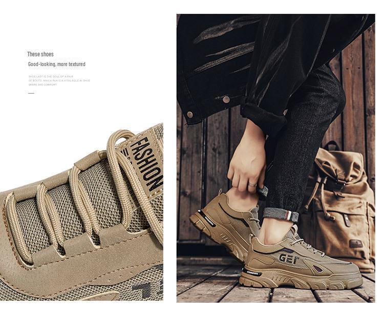 Men's Autumn Breathable Casual Work Shoes: Trendy, Thick-Soled, All-Match Sports Footwear