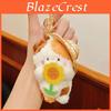 Garden Cat Plush Keychain With Straw Hat And Flower Holding Design For Cute Gift And Accessories