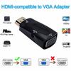 Hdmi-kompatibel VGA-kabelkonverter, hann- til hunn-adapter, 3,5 mm jack, lyd, HD 1080p for PC, bærbar PC, nettbrett
