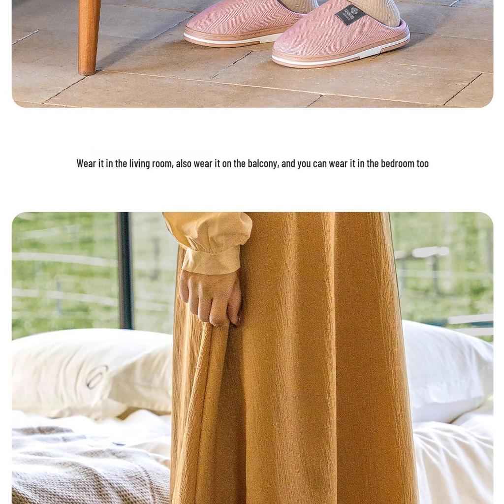 Jie Liya Women's Antibacterial Non-slip Cotton Slippers, Plus Velvet, Warm Autumn/Winter 2025