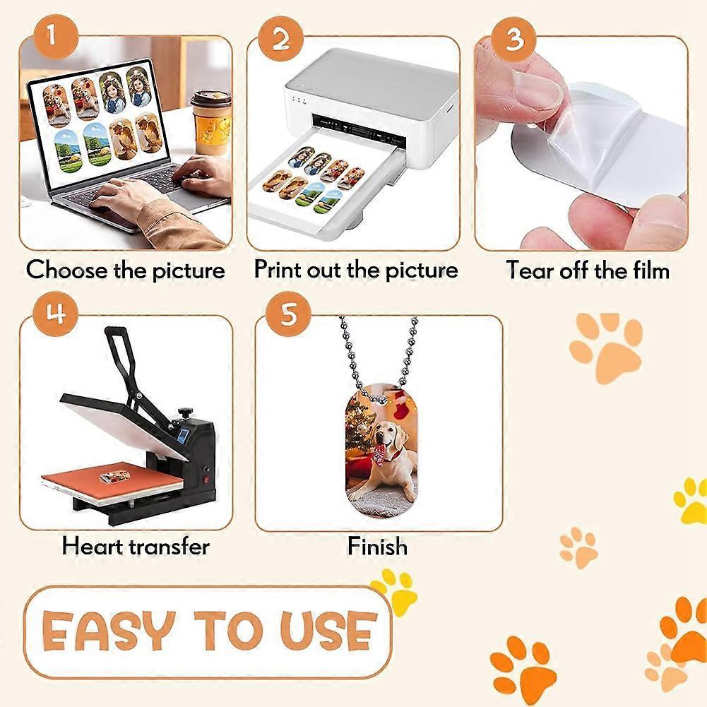 Sublimation Dog Tags Blanks 48 Pcs Aluminum Sublimation Dog Tag Chain Necklace Double Sided Dog Tags Oval for Pets