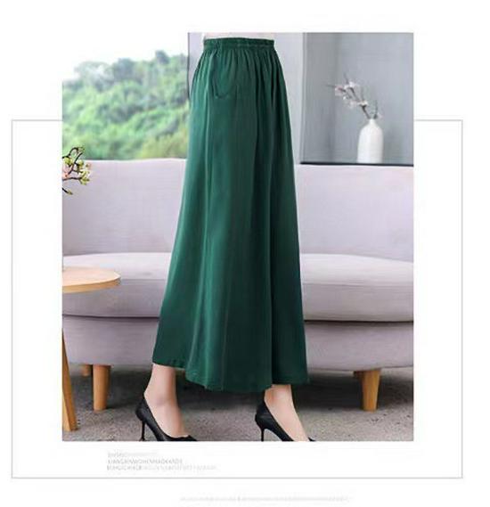 

Plus Size Women s Wide Leg Skirt Pants - Elastic Waist, Cotton Silk, Spring/Summer. Perfect for Square Dance and Trendy Styles. 4XL зелёный