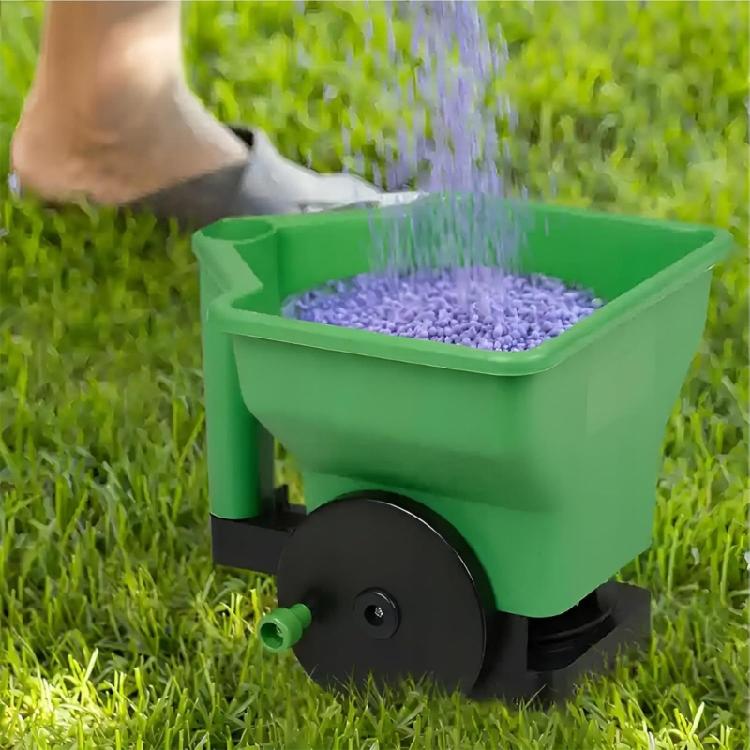 Ergonomic Multiple Use Handheld Spreader For Even Seedlings Fertilizers Dispersion Perfect For Lawn Care And Snow Melt