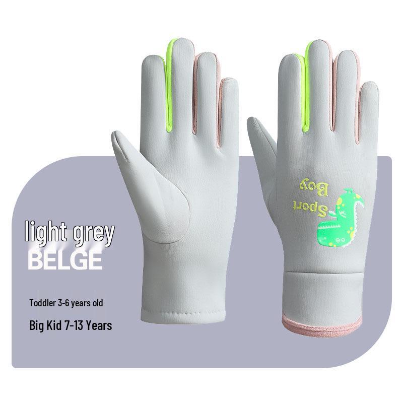 Kids' Windproof Waterproof Gloves - Warm, Velvet-Lined, Five-Finger Gloves for Boys & Girls - Ideal for Autumn & Winter Outdoor Activities