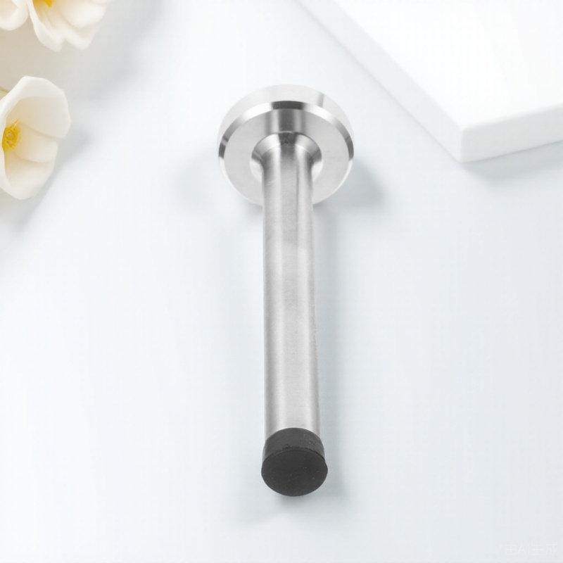 Floor Door Stopper 9.5cm Solid Stainless Steel Rubber Floor Mounted Wall Mounted Door Stop for Preventing Wall Damage