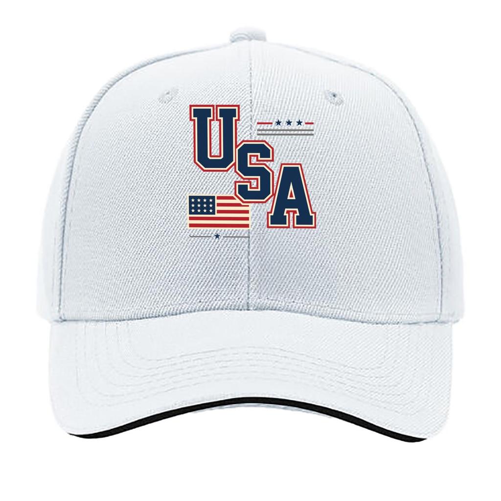 Bold USA Patriotic Flag Block Letter Sandwich Baseball Cap Sun Cap Outdoor Workouts Hat