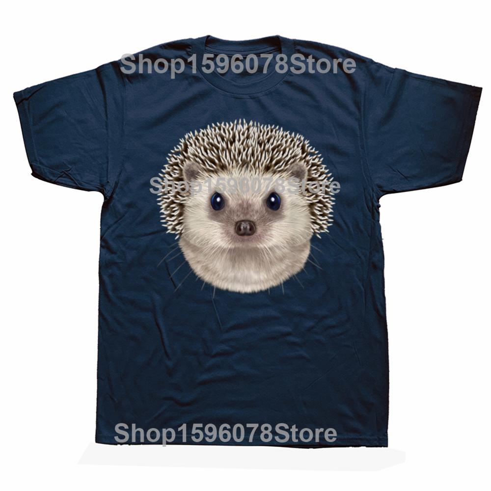 Funny Hedgehog Face Graphic T Shirts Men Women Pure Cotton Humor Streetwear Tee Shirt Short Sleeve Unisex Lover Animal Clothing