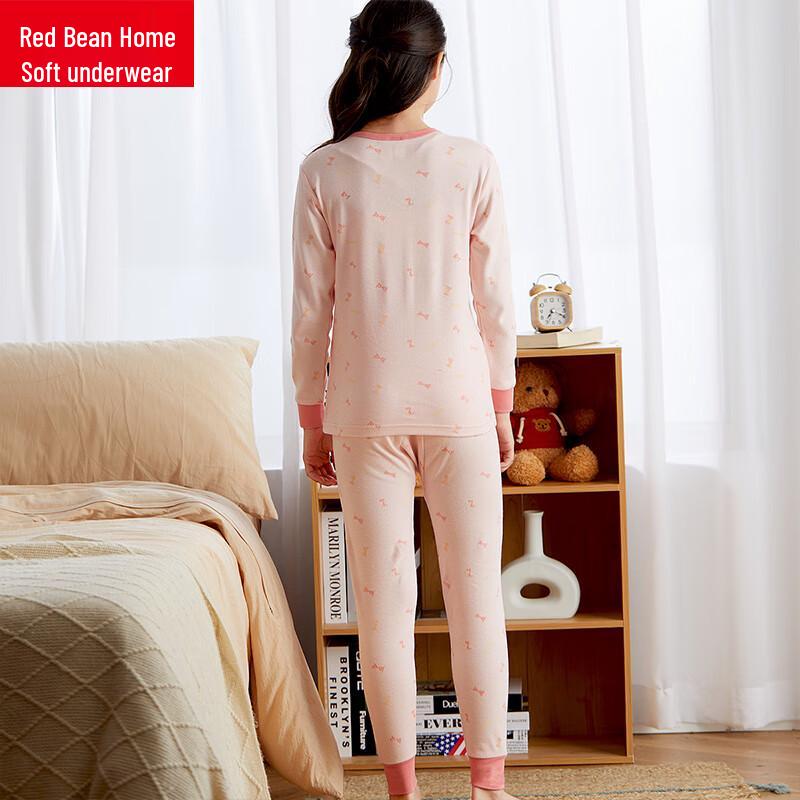 Hodohome Girls' Pure Cotton Printed Thermal Pajama Set