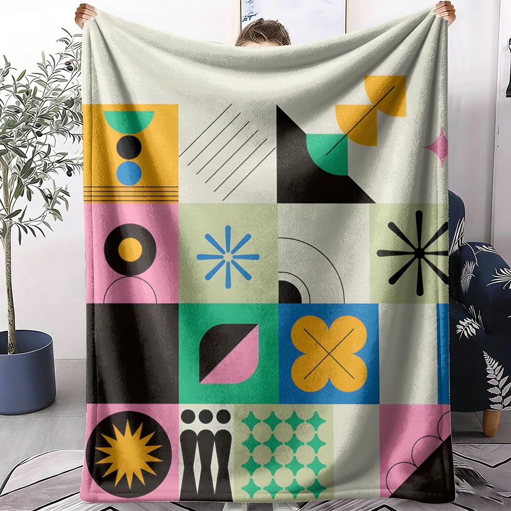 Colorful Vectors Throw Soft Flannel AC Blanket Lightweight Summer Nap Throw Cozy  Blanket for Sofa Bed Travel Home