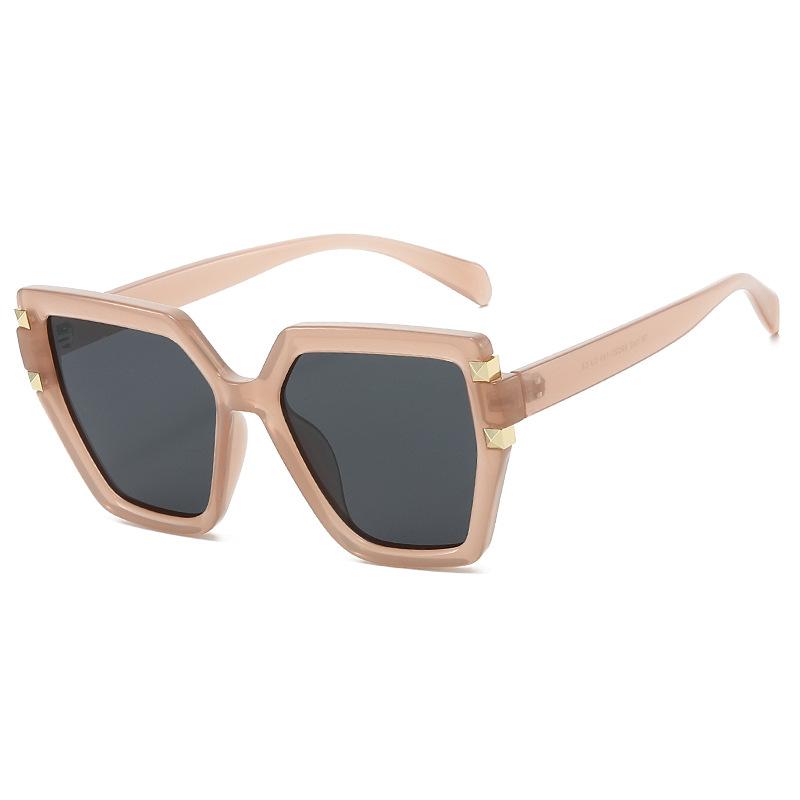 Bao Ge Glasses, Large Frame Polarized Sunglasses, Fashionable Retro Ins Street Shot Rivet Wind Tr90