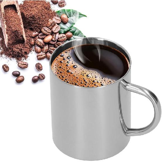 

Stainless Steel Coffee Mug, 14oz/400ml Double Walled Heat Insulated Coffee Mug Milk Tea Cup with Handle for Hot or Cold Beverages Gold срібний