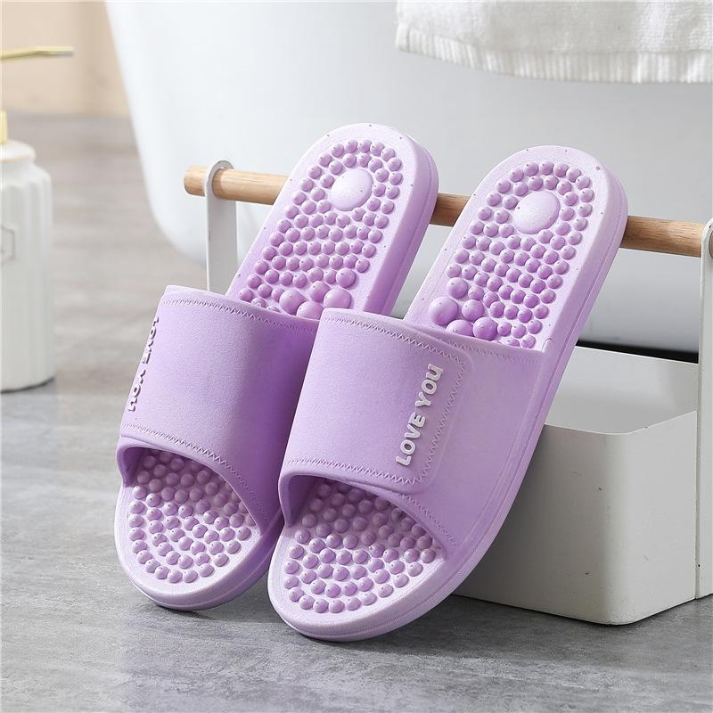 Slippers women's summer indoor home bathroom soft bottom slip-resistant couple men's foot acupressure cool slippers wholesale