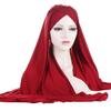 Sofort-Hijab Jersey-Hijabs Für Frauen Kreuz Stirn Pailletten-Turban Muslimische Frauen Hijab-Schal Türkischer Baumwoll-Hijab Für Frauen