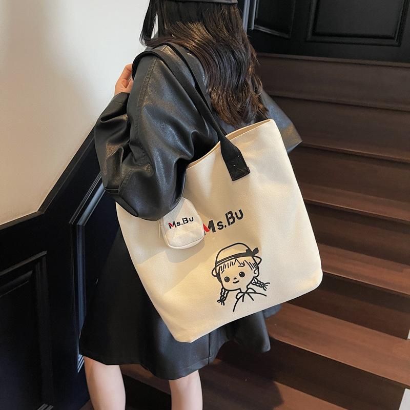 Large-capacity Commuter Tote Bag Women's 2025 Summer New Fashion Simple Canvas Bag Lazy Wind Shoulder Armpit Bag