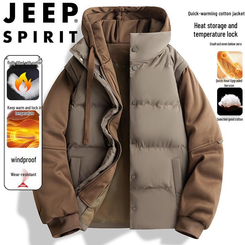 JEEP SPIRIT Men's Hooded Cotton Padded Jacket
