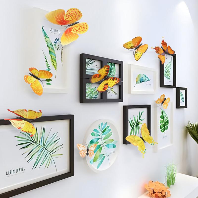 12Pcs Simulated Butterfly Stickers Art Creative Home Background Stereoscopic Decoration 3D Butterfly Wall Stickers