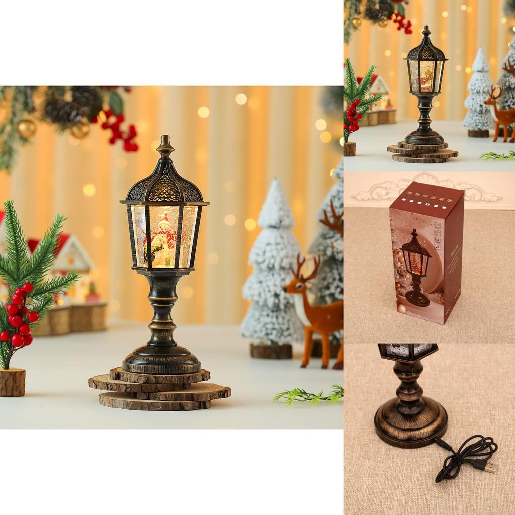 Weihnachts Schneemann Figur Vintage Tischlampe Mit Licht Musik Und Schnee-Effekt Für Feiertagsdeko