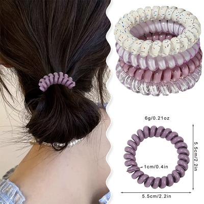 4 pezzi di elastici per capelli a spirale da donna, filo del telefono, anello per capelli, fasce elastiche per capelli, elastici per capelli, accessori per capelli