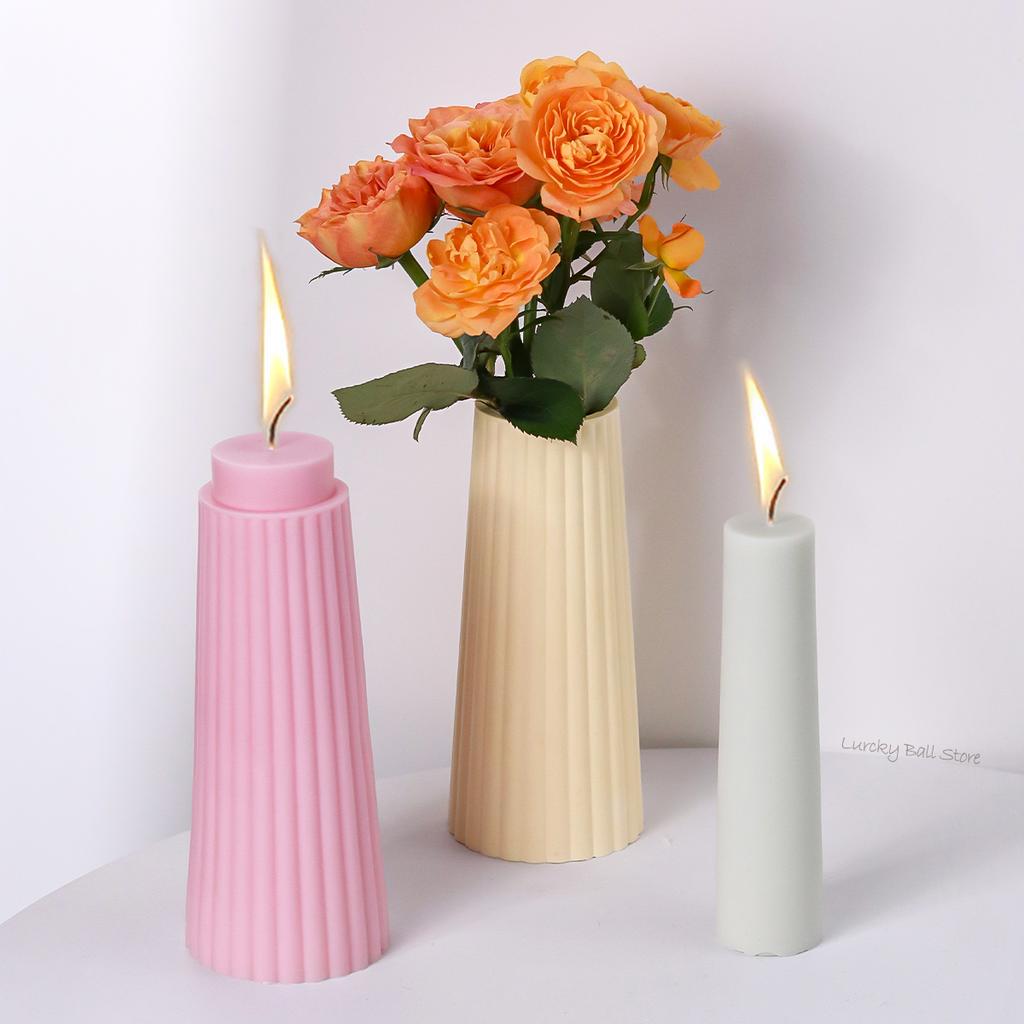 Simplicity Striped Vase Silicone Mold Large Size Concrete Plaster Ceramics Flowerpot Molds DIY Candle Making Supplies Home Decor