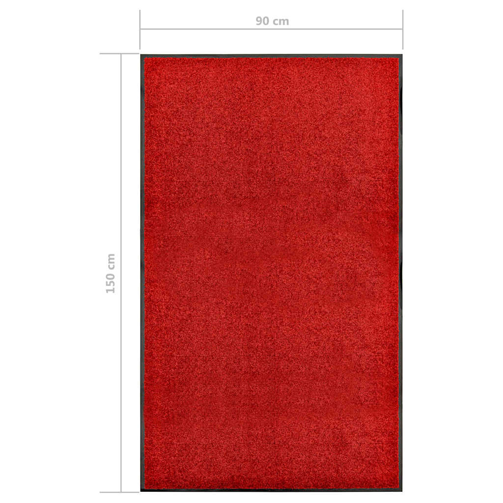 vidaXL Fußmatte Waschbar Rot 90x150 cm