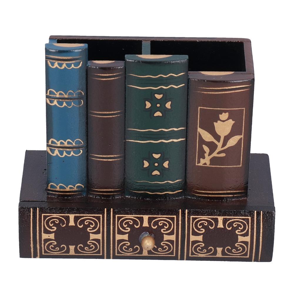 MDF Desktop Stationery Organizer 5.91 X 5.31 X 2.56in Pen Storage Cup MDF Desk Caddy  Study Room