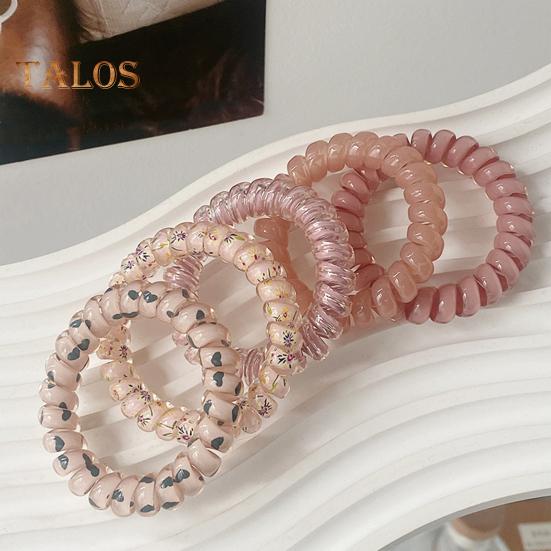 5Pcs Small Spiral Hair Coils High Elastic Ponytail Holder Women Adjustable Phone Cord Hair Ties Versatile Scrunchie Hair Accessories