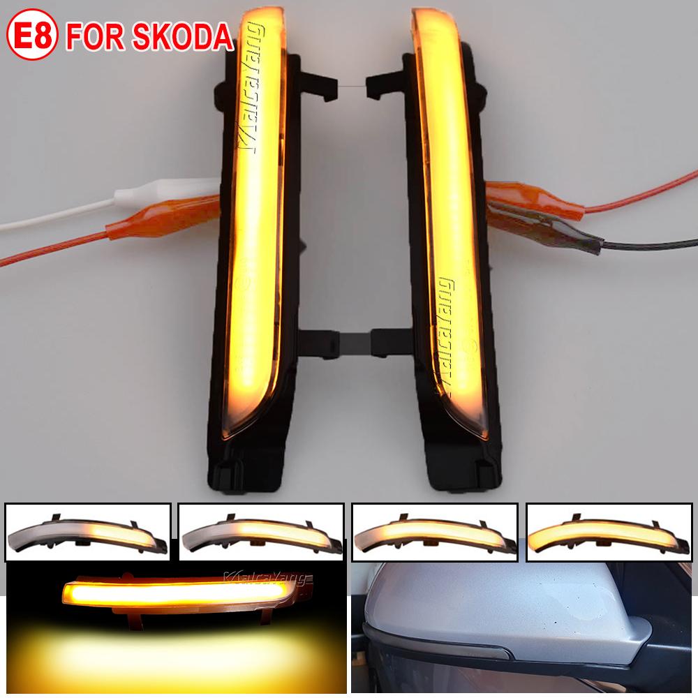 2 PCS for Skoda Octavia 2009-2013 SUPERB 2008-2014 Dynamic LED Turn Signal Blinker Mirror Flasher Light Sequential Lamp