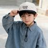 Flat Brim Plaid Peaked Cap Breathable Boys Sunscreen Hat Simple Children Baseball Hat Beach