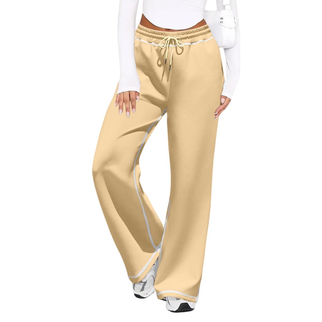 Women's Wide Leg Pants With High Waisted Straight Leg And Spliced Pocket Casual Pants