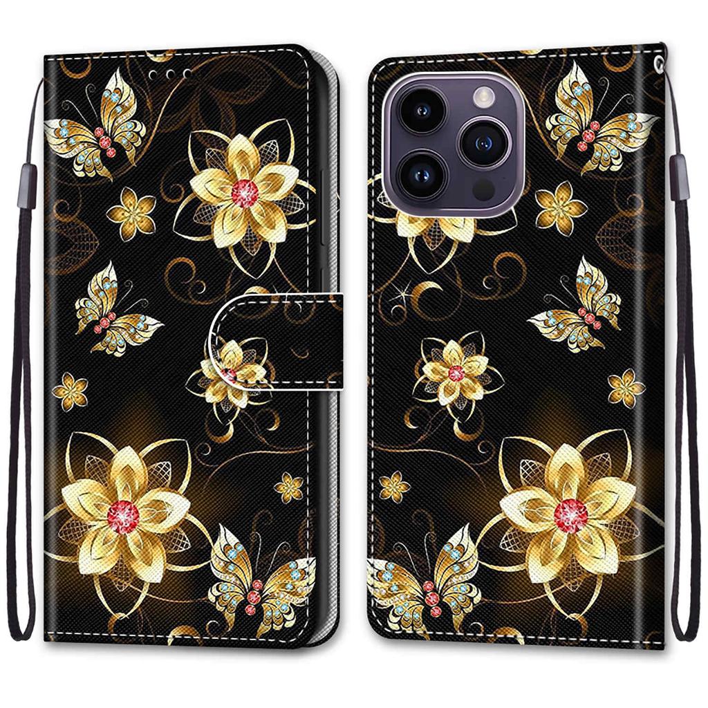 Luxury Painted Leather Case Wallet Book Style Protective Cover for iPhone 16 15 14 13 12 11 Pro MAX 16Pro 15Pro 14Pro 16Plus 15Plus 12mini SE4 (2025)