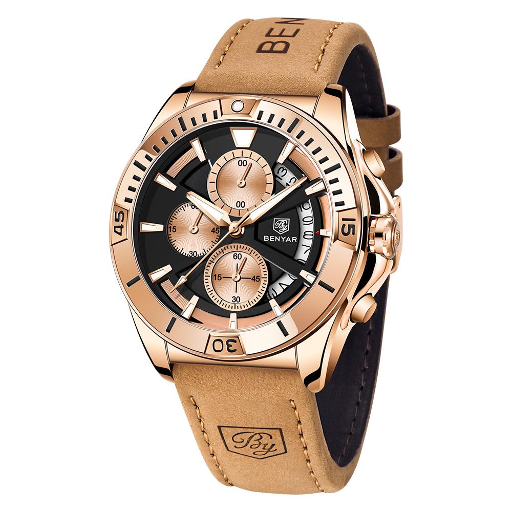 BENYAR Men's Quartz Multifunctional Waterproof Luminous Watch 5180