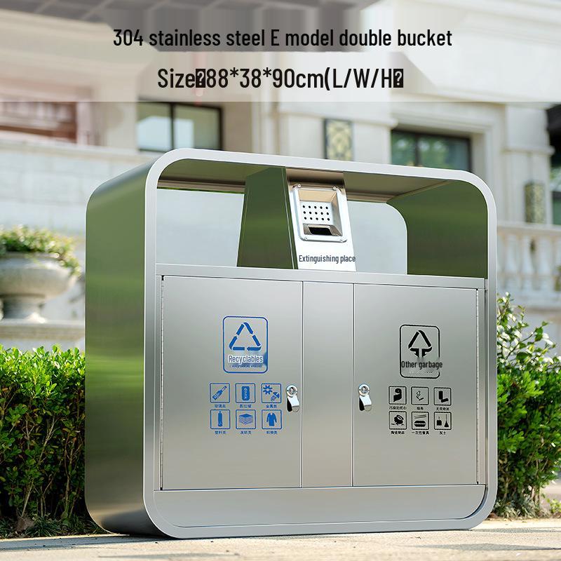 Stainless Steel Outdoor Trash Can: Large Sanitation Bin for Fruit Peels and Waste