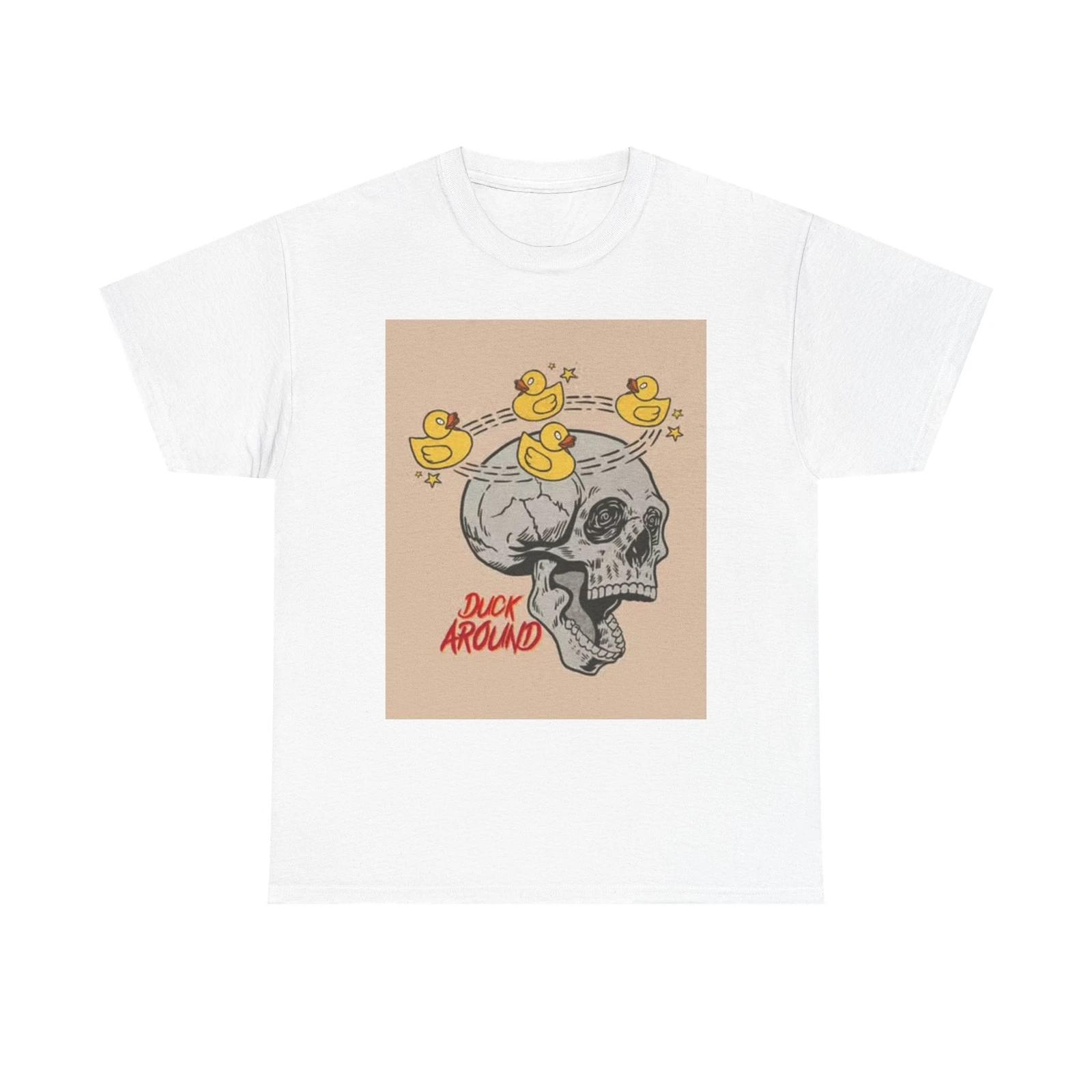Men s and Women s T-shirts Duck Around Skull Graphic XS
