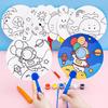 Children's Cartoon Graffiti Hand-Painted Round Fan: Cute, Blank for Coloring