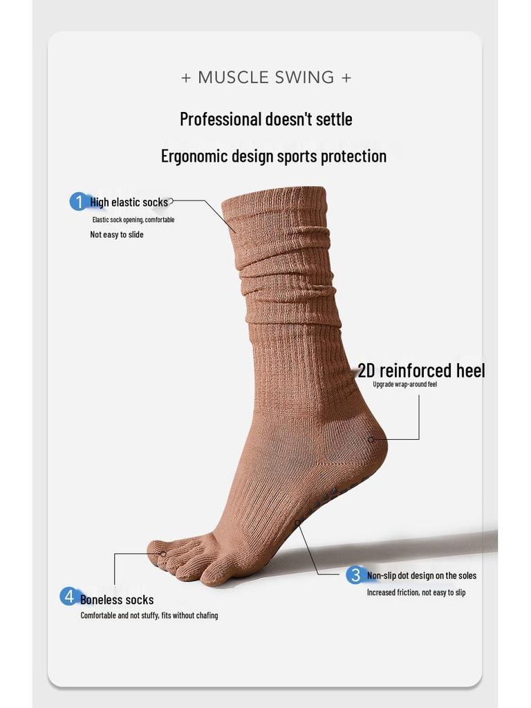 Vijfvingerige Antislip Dames Yoga Sokken voor Pilates & Fitness (Lente/Herfst)