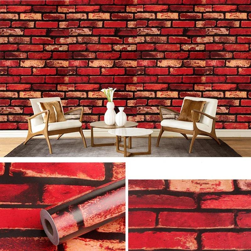 45cm Classic Brick Pattern PVC Waterproof Background Wall Sticker 3D Three-dimensional Self-adhesive Decorative Wall Sticker