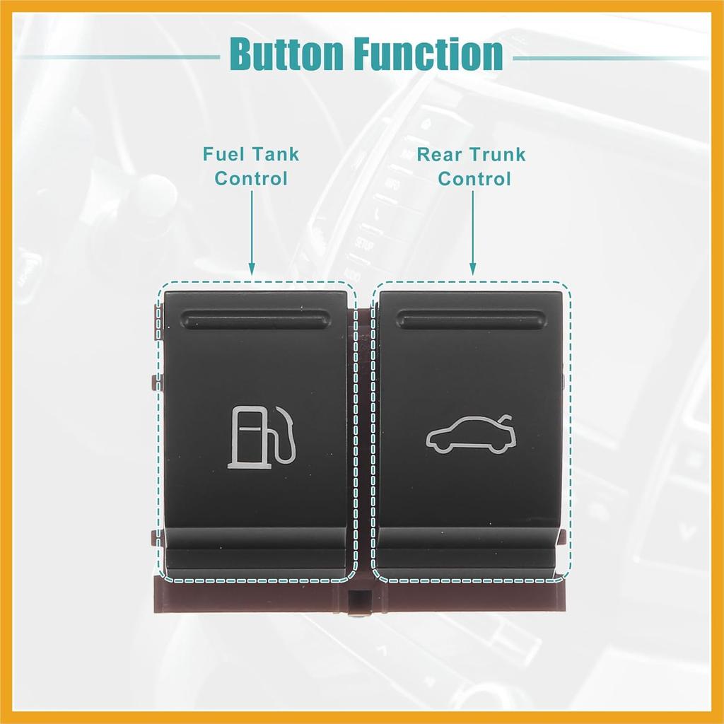 Fuel Tank Door Trunk Lid Release Button Switch Fit for VW CC 2009-2017 No.3C0959903B/3C0959903BREH - Pack of 1 Black Replacement
