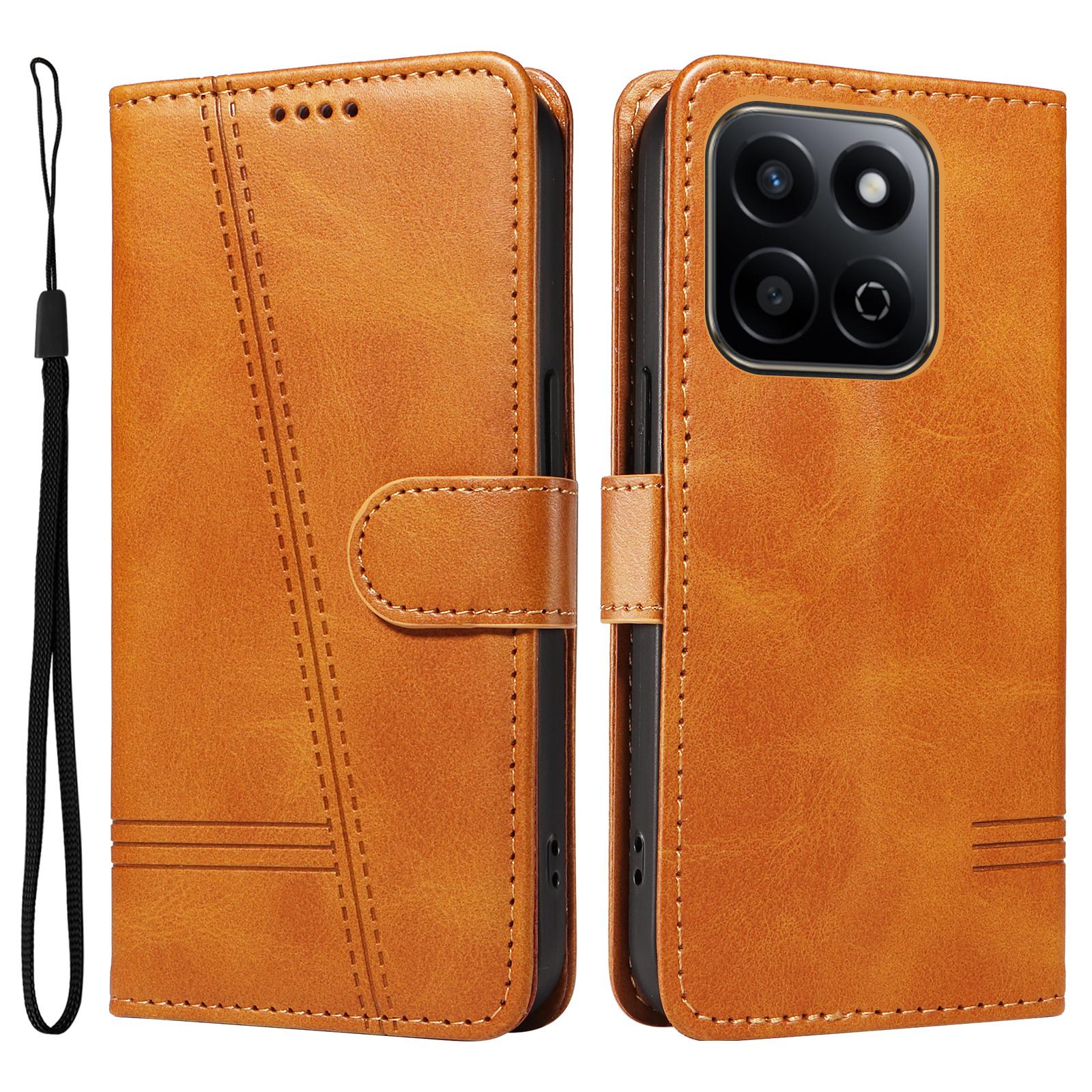 

For Honor Play 60 Plus 5G/Play 9T/X7c 4G/200 Smart 5G Wallet Phone Case T-Shape Lines Leather Cover D